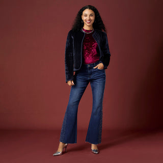 Lorelai Crushed Velour Cap Sleeve Top - Wine