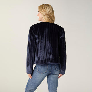 Vanessa Quilted Velour Jacket - Navy