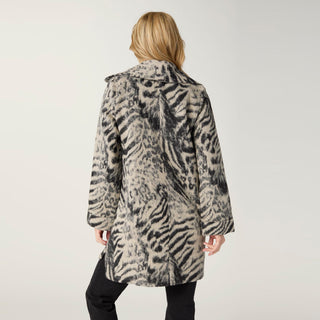 Joanna Brushed Notch Collar Jacket - Grey/Black Animal