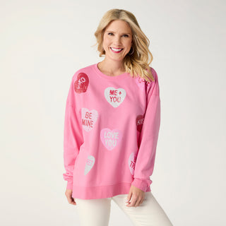 Sweetheart Sequin Sweatshirt - Pink