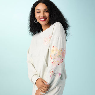 Triple Hearts Sweatshirt - Stone Heather