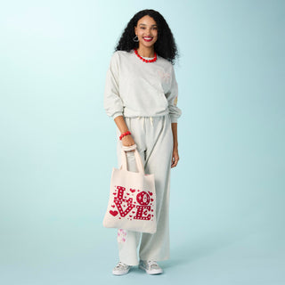 Triple Hearts Sweatshirt - Stone Heather