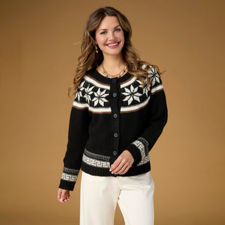 Poinsettia Isle Cardigan - Black