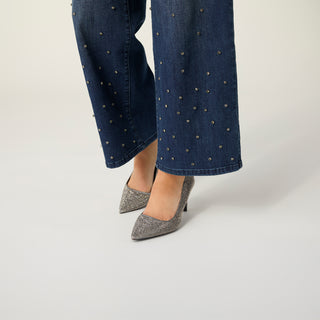 Bambu Soft Wide Ankle with Rhinestones - Dark Denim