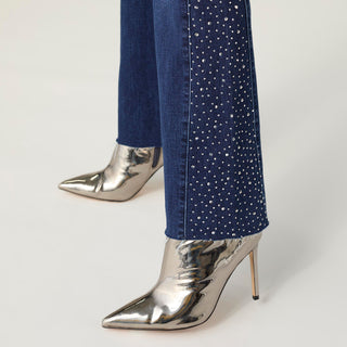 Bambu Soft Flare with Rhinestone Side - Indigo Dark Denim