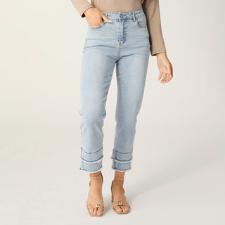 EverStretch Straight Crop with Double Fringe - Medium/Light Denim