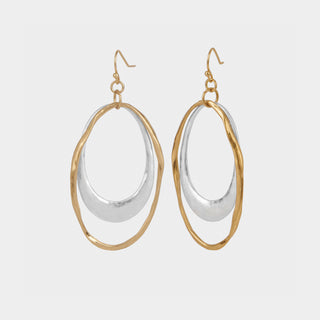 Mixed Metal Double Oval Dangle