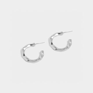 Silver Jagged Edged Hoop - Final Sale