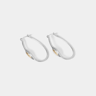 Silver Oval Hoop w/ Stone on Side - Final Sale