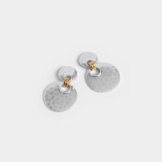 Hammered Two-Toned Double Hoop Earrings