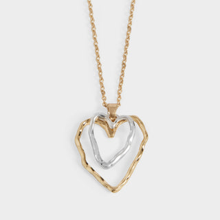 Mixed Metal Double Heart Necklace