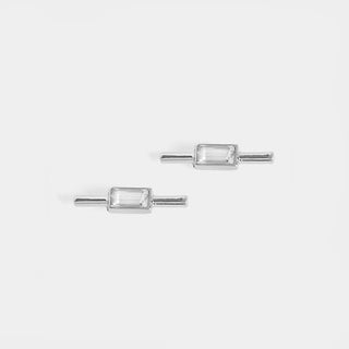 Silver Straight Bar Stud Earrings