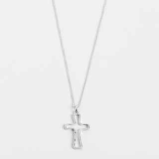 Silver Hollow Cross Necklace