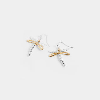 Mixed Metal Dragonfly Earrings