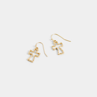 Gold Hollow Cross Earrings