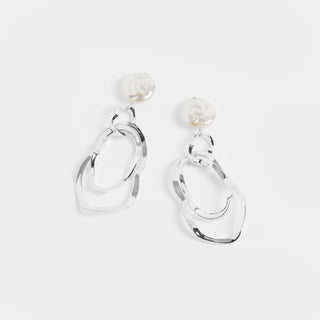 Silver Pearl Waves Earrings - Final Sale