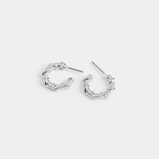 Silver Rope Hoop Stud Earrings
