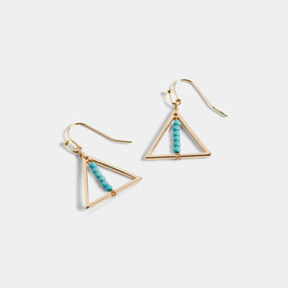 Gold Triangle Dangle w/ Turquoise Earrings - Final Sale