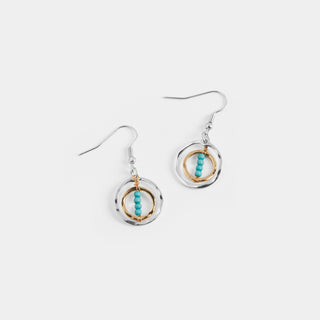 Mixed Metal Double Hoop w/ Turquoise Earrings