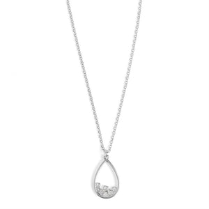 Scattered Stone Teardrop Necklace - Silver