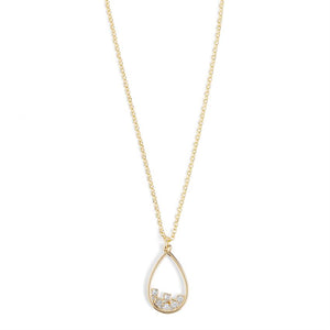 Scattered Stone Teardrop Necklace - Gold