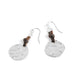 Leather Knot Hammered Disc Earrings - Silver