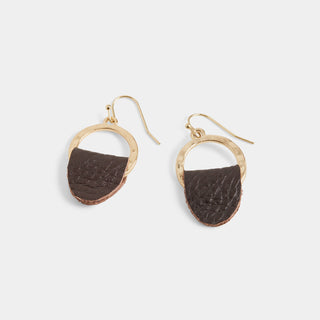 Leather Tab Hoop Earrings - Final Sale