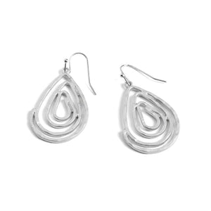 Swirl Teardrop Earrings - Matte Silver