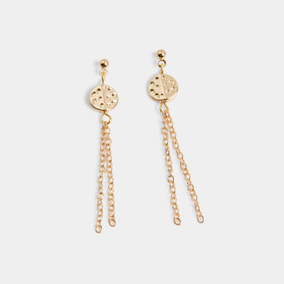Dimple Disc Chain Dangle Earrings - Final Sale