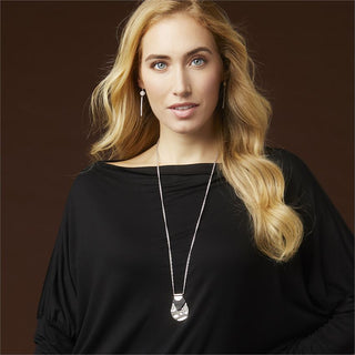 Dimple Disc Chain Dangle Earrings - Silver