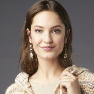 Faceted Metal Dangle Earrings - Mixed Metal - Mixed