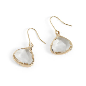Dew Drop Earrings - Clear/Gold - Clear