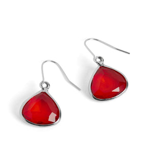 Dew Drop Earrings - Red/Silver - Red