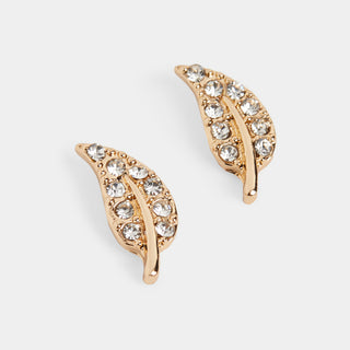 Jeweled Leaf Stud Earrings - Final Sale