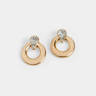 Teardrop Stone Ring Stud Earrings