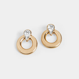 Teardrop Stone Ring Stud Earrings