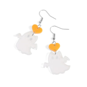 Halloween Acrylic Earrings - Irridescent Ghost - Final Sale - Silver