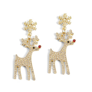 Holiday Rhudolf Reindeer Earrings - Gold