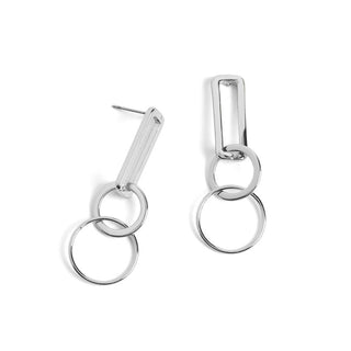 Linked Hoop Dangle Earrings - Silver