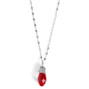 Holiday Faceted Bulb Necklace - Red/Silver