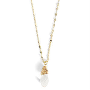 Holiday Faceted Bulb Necklace - Clear/Gold
