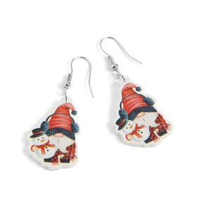 Holiday Acrylic Dangle Earrings - Snowman Gnome - Final Sale - Black