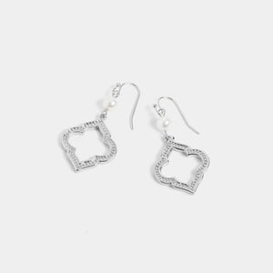 Pearl Open Shape Dangle Earrings - Silver - Silver