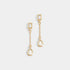 Baguette Stone Chain Drop Earrings - Gold
