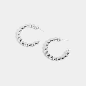 Ball Bead Post Hoop Earrings - Silver - Silver