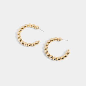 Ball Bead Post Hoop Earrings - Gold - Gold