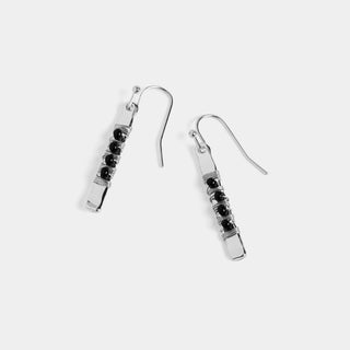 Bead Bar Wire Wrap Earrings - Silver/Black - Black