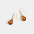 Clear Stone Teardrop Bead Dangle Earrings - Amber