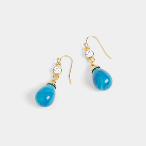 Stone Teardrop Bead Dangle Earrings - Ocean - Ocean