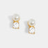 Pearl Stone Stud Earrings - Gold